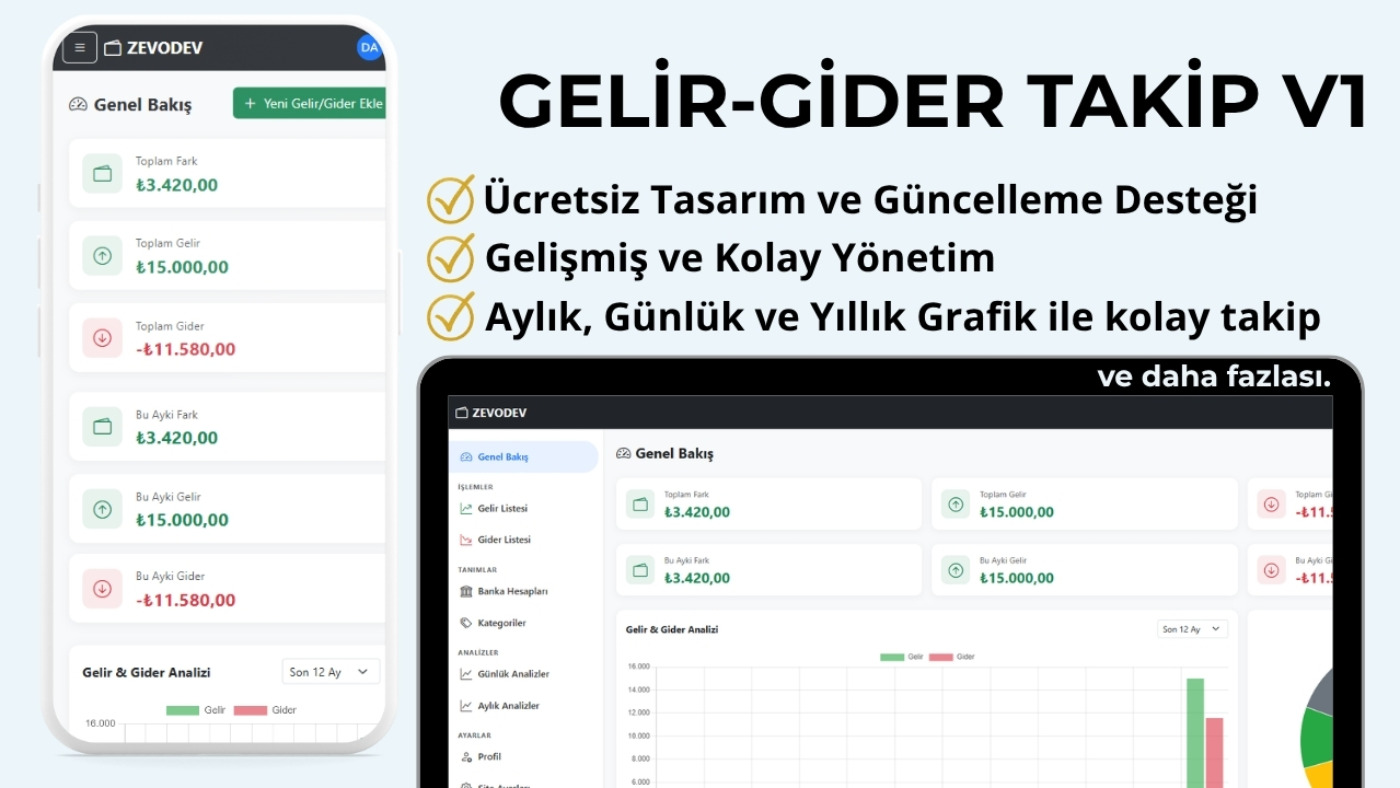 Ürün ✨ GELİR – GİDER TAKİP SİSTEMİ V1 | Profesyonel Yönetim Paneli